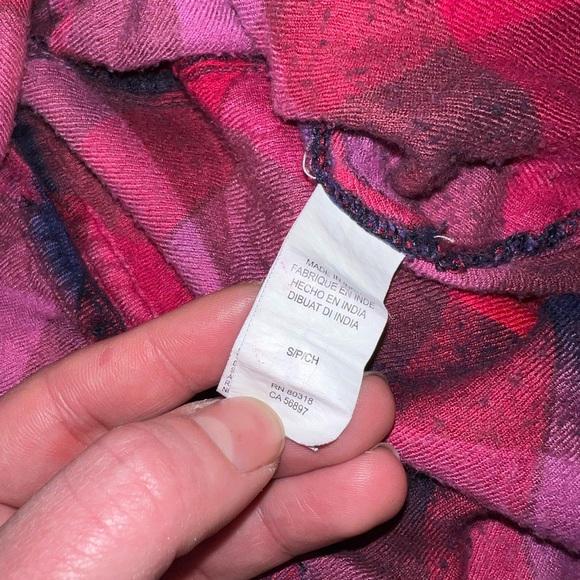 ⭐️Lucky Brand Red & Blue Plaid Button Up Pink Ombre Long Sleeve Shirt Size S - Picture 11 of 11